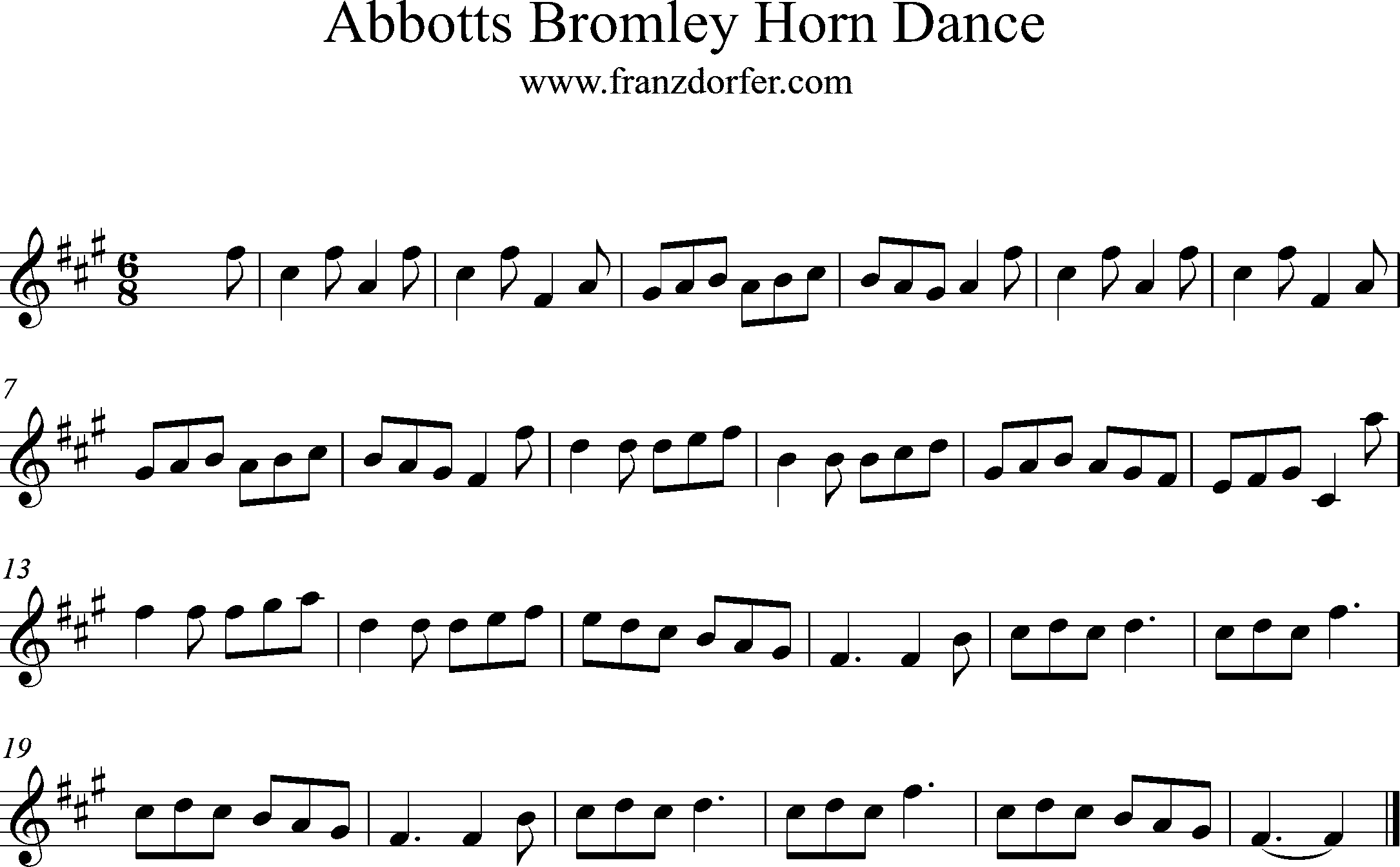 sheetmusic, Clarinet- Abbotts Bromley Horn Dance